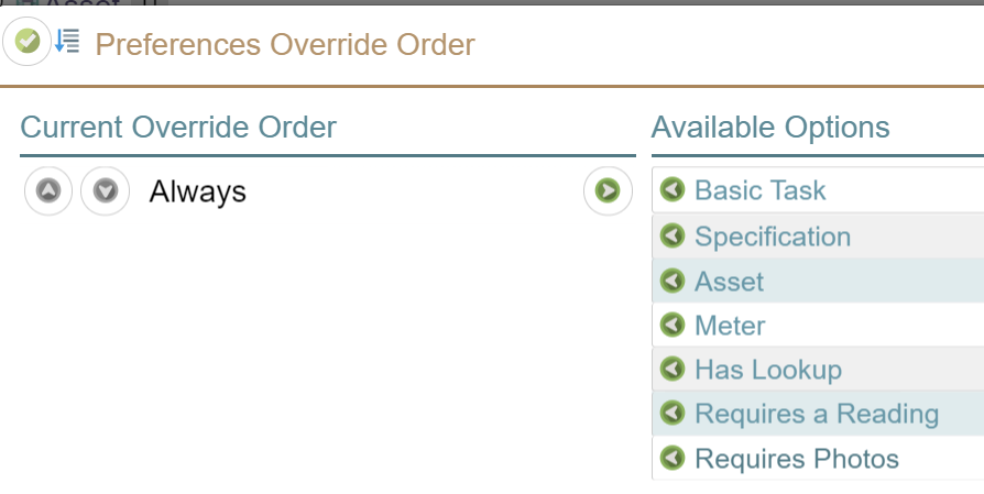 Preferences Override Order Menu